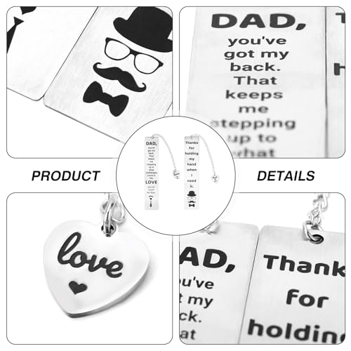 2Pcs Dad Bookmarks, Fathers Day Bookmarks Gifts, Happy Dad Birthday Present, Gifts for Thanksgiving Christmas — view 3