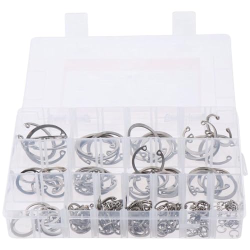 HOBBYIN 200Pcs 304 Stainless Steel Internal Circlips Snap Retaining Ring Circlip Snap Retaining Clip Ring Assortment Set 15Sizes