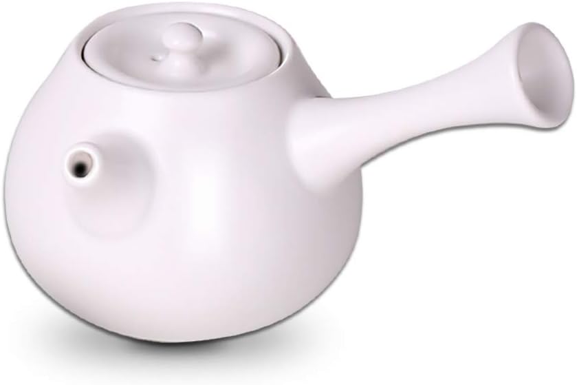 Yan Hou Tang Chinese Ceramic Classic Matte Tea Pot Infuser 240ml 8.6oz - Business Small Gift Handmade Asian Kitchen Glass Teaware GongFu Teapot Side Handle Porcelain Teapots