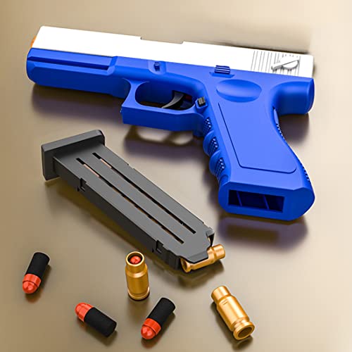 Toy Gun With Soft Bullets, Shell Ejecting Foam Bullet Blaster Toy Pistol Model, Non-Aggressive Shooting Game Educational Toys Gifts For Kids Boys Girls Adults Ages 14+ (Blue) #TOP2
