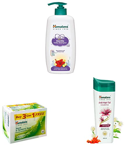 Image of Himalaya Baby Shampoo (400 ml) & Himalaya Neem and Turmeric Soap, 125g (Buy 3 Get 1 Free) & Anti-Hair Fall Shampoo | Helps Reduce Hair Fall| 400ml