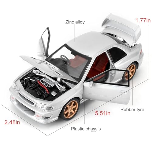 Image of FEXXA 1 /32 Compatible for Subaru Impreza WRX STI Model Car, Pull Back Diecast Collectible Car Toy with Sounds & Lights for Kids Boys Girls and Adults, Gift (Silver)
