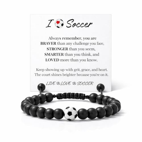VIY Personal Card Soccer bracelet, Soccer gifts for team, Senior night gifts for players, lovers, coach, daughter, mom, friends, team gift