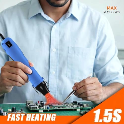 미니 히트 건, 2가지 온도 설정 250°C 및 350°C(250°C & 350℃) 고속 열 열풍 건 도구 및 1.5m(5피트) 길이의 케이블 과부하 보호, 공예, 비닐 랩 및 수축 튜브용 — 사진 2