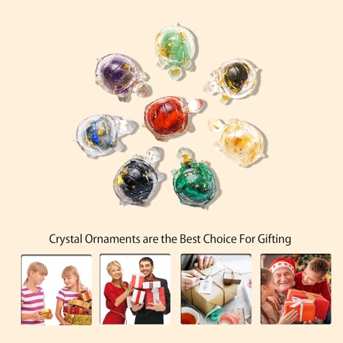 Figuras de tortuga de cristal jade 8 piezas decorativas miniatura 6