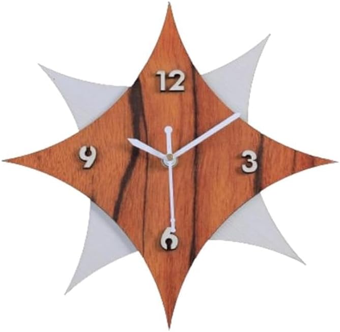 VIPREKHO Wall Clock Design Star-Shaped Wooden Clock Hanging Wooden Fun Time Learning Decor- Kids' Bedroom & Nursery Wall Decor Timepiece (CL-73)