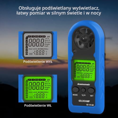 Wiatromierz ręczny, mini cyfrowy miernik wiatru, wskaźnik chłodzenia wiatru