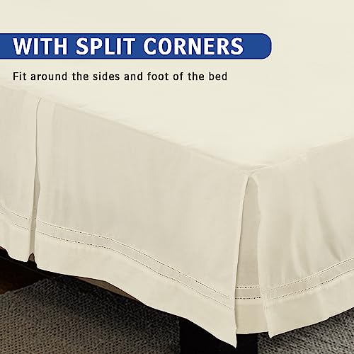 Vlocemon Embroidered Eyelet Bed Skirt, 18" Drop Queen, Cotton Tailored Hemstitch Dust Ruffle With Split Corner, 3 Sides And Cotton Decking (Ivory, 18" Drop Queen) … #TOP3
