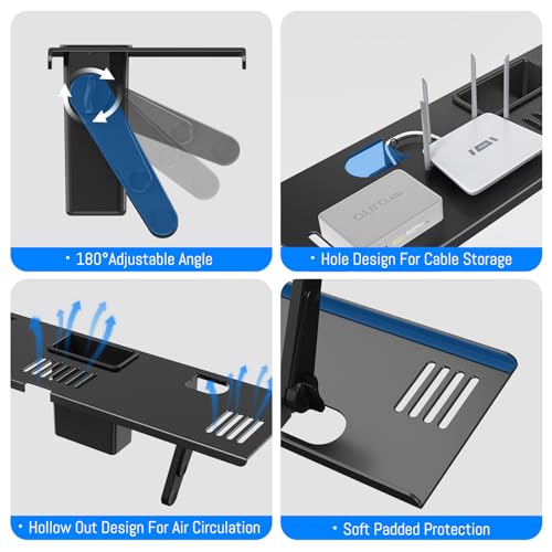 image for CABTE Adjustable Steel TV Top Shelf, Floating TV Stand with Storage Bo