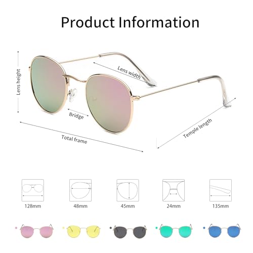 Classic Round Aviator Sunglasses for Women Men,Trendy Driving Womens Mens Shades Sun Glasses4