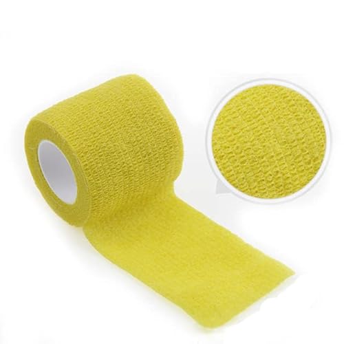 JOYDREAMDESIGN Rotolo 4.8m Nastro Avvolgente Fasciatura Elastica Autoadesiva Colorata Sportiva Per Rilievi Di Supporto Del Ginocchio Dito Caviglia Palmo Spalla-Giallo,15cm X 4.8m