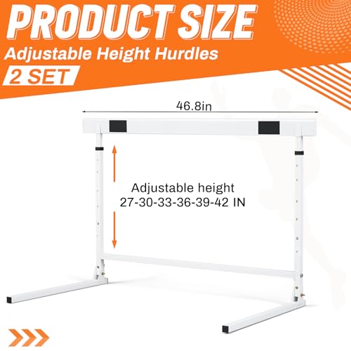 Seenelling 2 Pcs Adjustable Height Hurdles from 27 to 42 Inch Foldable Track and Field Equipment Jumping Speed and Agility Training Hurdle for Track Soccer Athletic Basketball Courses Drills by Seenelling - Image 2