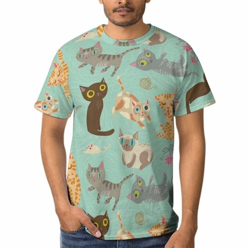 T-shirt homme à manches courtes imprimé chats parfait pour vos weekends décontractés