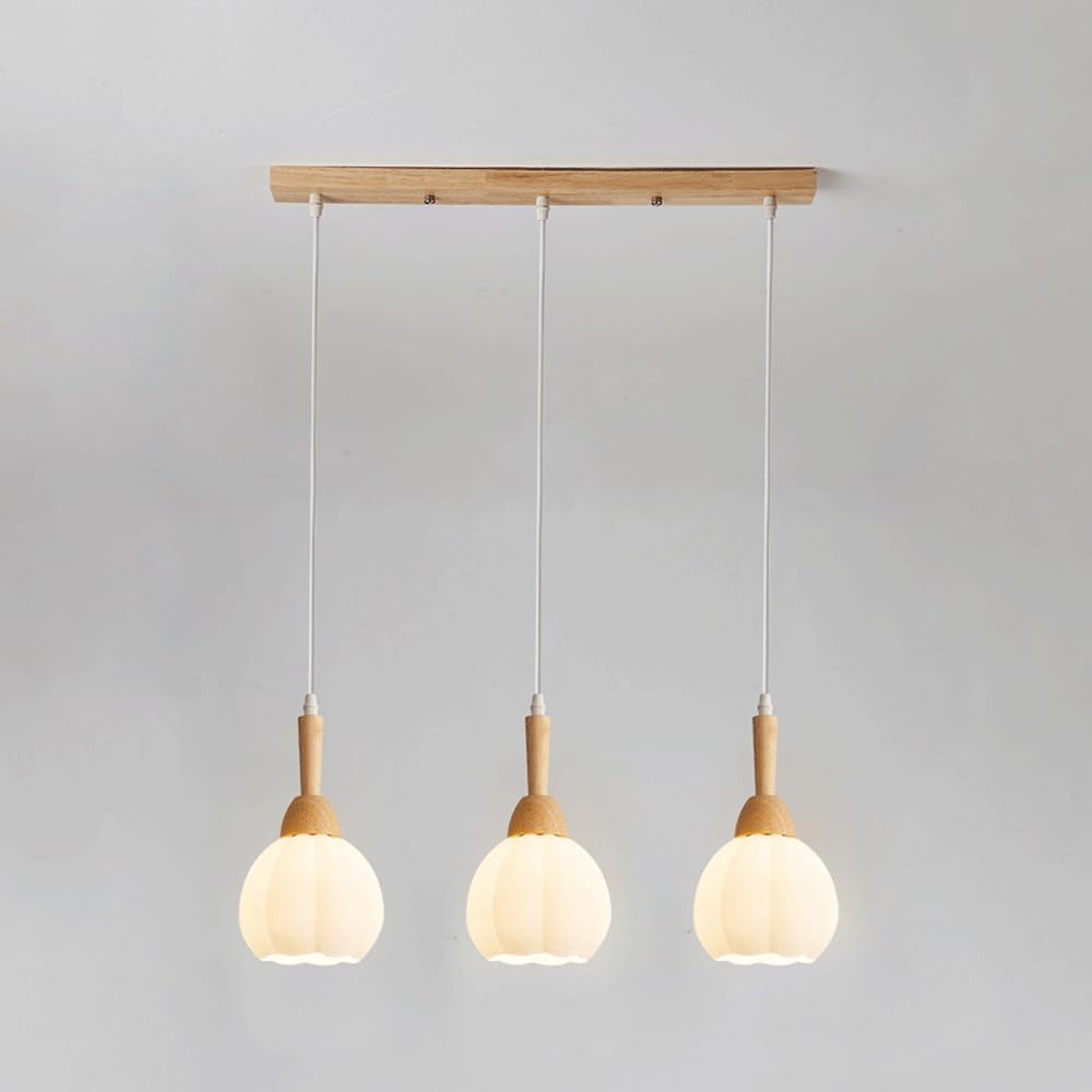 Amazon.co.jp シャンデリア, ダイニングルームクラスターペンダントライト木製ハンギングランプ器具3ライトヴィンテージ天井照明