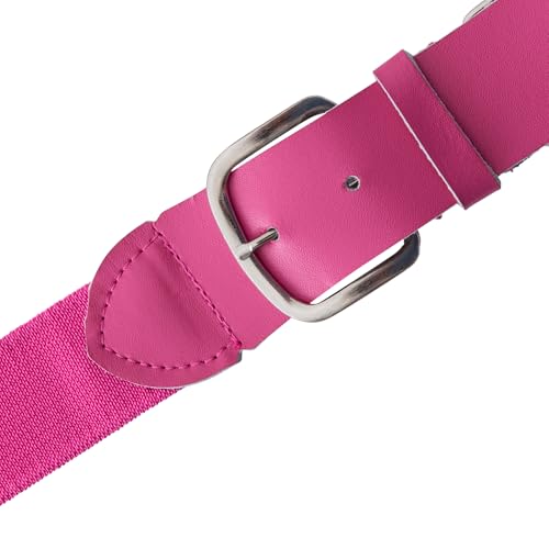 Champion Sports Baseball/Softball Uniform Belt - Comfort Nylon Stretch Fit Uniform Belt - Durable Leather Tab - Youth 18-32 Inches - Pink