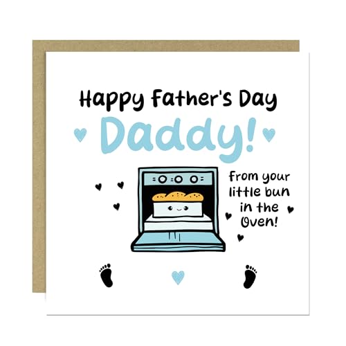 RED OCEAN Happy 1st Fathers Day Card From Baby Bump From The Bun In The Oven Funny Fathers Day Card With Envelope Baby Girl Boy