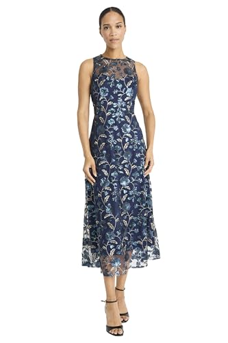 Maggy London Women's Sleeveless High Neck Illusion Hem Lace A-line Formal Wedding Guest Dress4