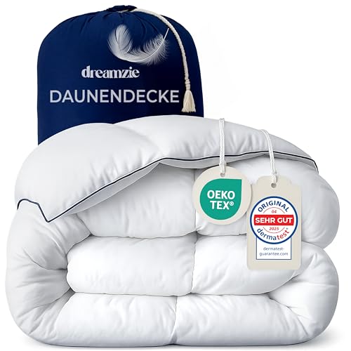 Dreamzie Daunendecke 135x200 Daunen Bettdecke - Warm Winterdecke Daunendecke 650gsm - Komfort Bettdecke 135x200 cm - Bettdecken Daunen & Federn -...