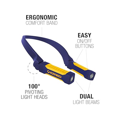 EZRED Bright NP20 Anywear Neck Light for Hands-Free Lighting, Blue and Yellow, Perfect Light for Mechanics, Camping, Hunting, DIY Projects, Reading by EZRED - Image 4