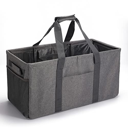 Joyfol Day Extra Large Utility Tote Bag, Reusable Grocery Bags Foldable,Upgraded Metal Frame, With Sturdy Handles Reinforced Bottom Heavy-Duty Oxford Fabric Moving Shopping Bags(Gray) #TOP16