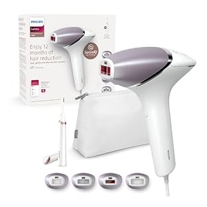 Philips Lumea IPL serie 8000 - Dispositivo di Epilazione a Luce Pulsata con Tecnologia SenseIQ, 4 Accessori e Rifinitore a Penna Satin Compact, Utilizzo con Filo (Modello BRI949/00)