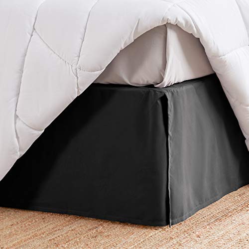 Sleep Zone Wrap Around Pleated Bed Skirts King Size, 15 Inch Tailored Drop Easy Fit Bedskirt, Anti-Static, Wrinkle Free, And Fade Resistant (King, Black) #TOP3