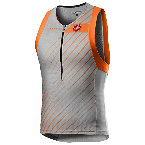 Castelli Men's Free Tri Top (Silver Gray/Brilliant Orange, Large)