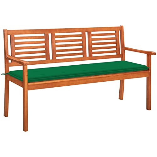Xichuzi Banco de jardín 3 plazas, Banco Jardin Exterior, Bancos para Exterior, Banco Balcón, Banquillo De Jardin, Madera Maciza eucalipto y cojín 150 cm