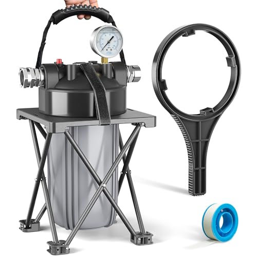 Kintim 6-Layer RV Water Filter with Stand and 0.5 Micron Filtration, 3/4