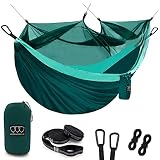 Gold Armour Camping Hammock - Camping Essentials, Double Hammock with Bug Net, Camping Gear Hammock for Outside, Hiking, and Travel (Turquoise & Seafoam)