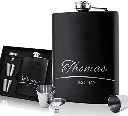 Personalised Hip Flask Custom Engraved Hip Flasks for Men 6oz Stainless Steel Flask for Best Man Usher Groomsmen Groom Father of The Bride Gift for Wedding Special Occasion (Design 2)