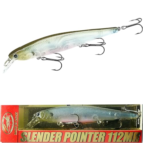 LUCKY CRAFT Slender Pointer 112 MR Fishing Lure, 4.5" Suspending Jerkbait, 4-5 ft Depth, Long Casting, Freshwater Trout and Bass Lures, Bass Fishing Gear, 583 Ghost Minnow Sakura
