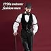 Neer 1920s Men Costume Accessories Outfit with Gangster Vest Hat Vintage Pocket Watch Bow Tie Suspenders Accessories(X-Large,Black)