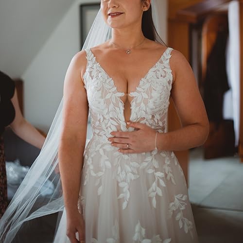 Wiojeigo Lace Appliques Reception Dresses For Bride Beach Wedding Dress Long Boho V-Neck Bridal Gowns White Us12 #TOP11