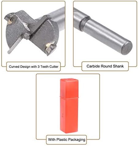 sourcing map Forstner Drill Bits 20mm, Tungsten Carbide Wood Hole Saw Auger Opener Woodworking Hinge Hole Drilling Boring Bit Cutter Gray with Case