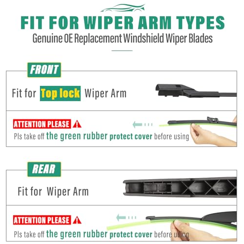 Image of 26 inch 24 inch 11 inch Windshield Wiper Blades Replacement for Ford EcoSport 2018 2019 2020 2021 2022 Eco Sport Premium All Weather Front Rear Wipers Set - OEM Quality (Pack of 3)