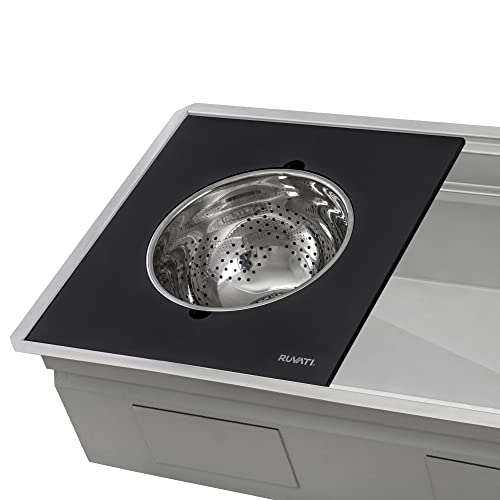 Ruvati 33-inch Workstation Two-Tiered Ledge Undermount Kitchen Sinks 16 Gauge Stainless Steel with Black Composite Accessories - Deep Undermount Sink, Kitchen Sink, Stainless Steel Sinks - RVH8224 by Ruvati - Image 7