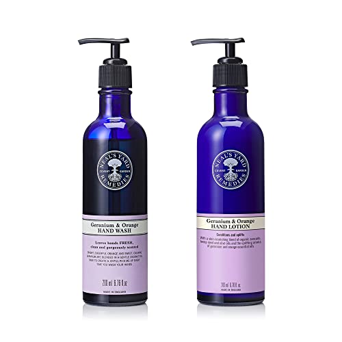 Neal's Yard Remedies Geranium and Orange Hand Duo - Luxuriously Enrich and Protect Hands - Hand Lotion (200ml) & Hand Wash (200ml)