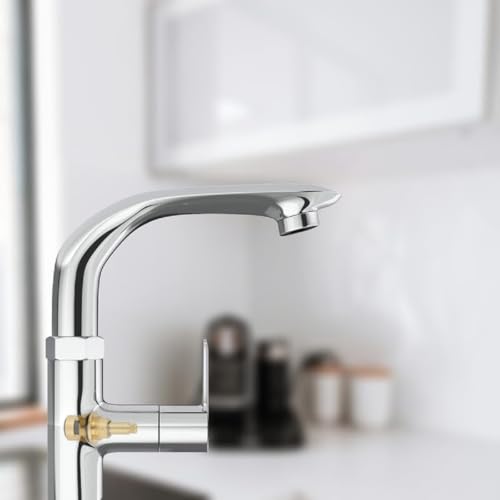 Image of GLOXY Premium Brass Spindle Swan Neck Kitchen Sink Tap with 360 Degree Swivel Spout Lotus Lever with Chrome Finish - Deck Mounted Wash Basin Tap for Kitchen Sink & Bathroom with 10 Years Warranty