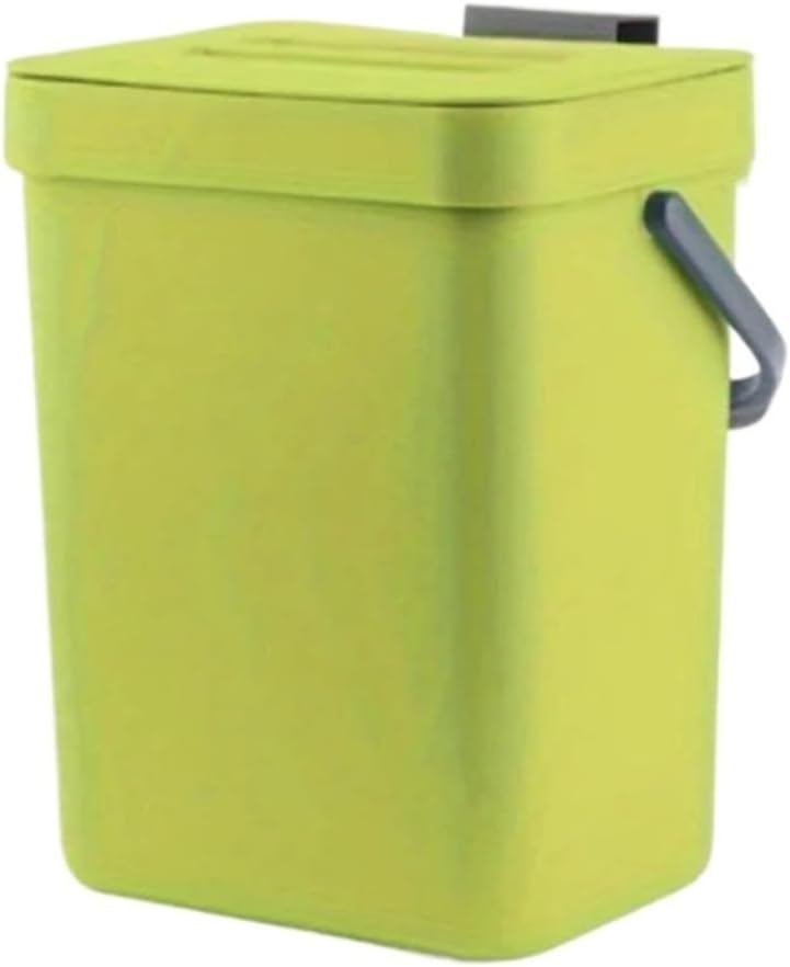 省スペースの静音ゴミ箱 - 3/5L、キッチンやオフィスに最適な環境に優しい密閉式ゴミ箱(Green 3L)