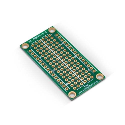 SchmalzTech Double Sided ENIG Protoboard, Solderable Breadboard, Electronic Circuit Board for DIY Prototype Circuit, FR4, Plated Through Hole Solder Prototype Board, ST-PROTO-1-2 (1" x 2")