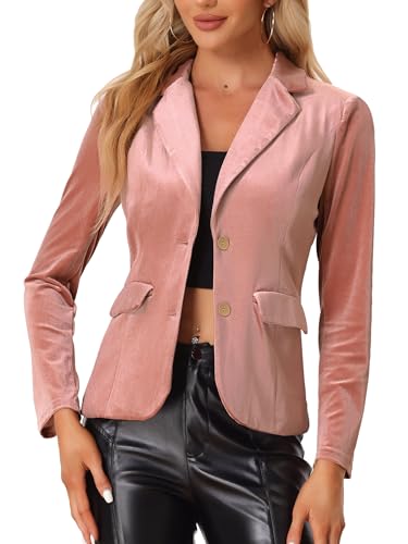 Allegra K Women's Notched Lapel Vintage Office Button Front Velvet