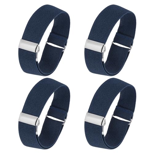 Brazaletes elásticos para mangas de camisa azul marino paquete de 4 piezas ajustables PATIKIL