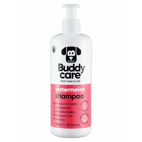 Watermelon Dog Shampoo by Buddycare | Dry Skin & Itchy Skin Relief for Smelly Dogs | Deep Cleansing Shampoo for Dogs Puppy Sensitive Skin | Dog Shampoo & Conditioner | with Aloe & Vitamin B5 (16.90oz)