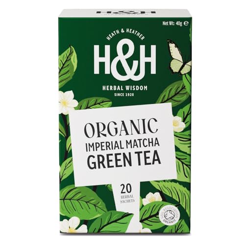 Heath & Heather - Organic Imperial Matcha Green Tea • Energising Japanese Green Tea Infusion • Natural Antioxidant Boost • Vegan • Smooth Umami Taste • 20 Tea Bags