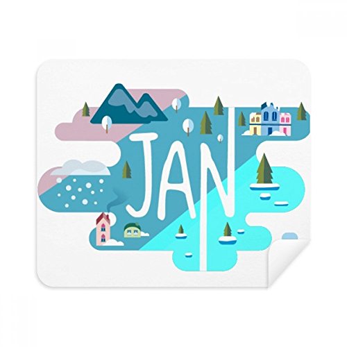 January Month Season Illustration Cleaning Cloth Screen Cleaner 2pcs Suede Fabric