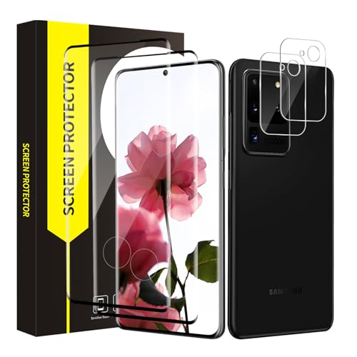 Carantee 2+2 Stück Schutzfolie für Panzerglas für Samsung Galaxy S20 Ultra 5G, Keine Luftblasen Passt Ideal Samsung S20 Ultra Kameraschutz, 3D Bruchsicherheit S20 Ultra 5G Bildschirmschutzfolie