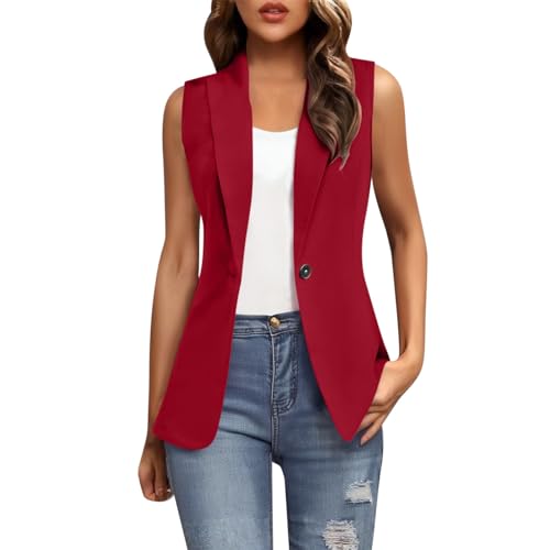 Chalecos para mujer casual con un botón elegante Z01-rojo XL 1