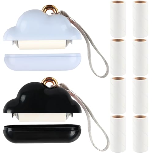 Mini-Lint-Roller-Travel-Size-Reusable-Pet-Hair-Remover-Portable-Lint-Roller-for-Clothes-with-150-Sheets-Refillable-BlueBlack Mini Lint Roller Travel Size, Reusable Pet Hair Remover, Portable Lint Roller for Clothes with 150 Sheets Refillable (Blue&Black) - Image 1