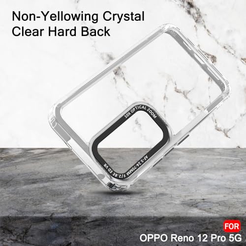 Image of TheGiftKart Hybrid Shockproof Back Cover Case for Oppo Reno 12 Pro 5G | Stylish Camera Border | Electroplated Buttons | Crystal Clear Hard Back Cover Case (TPU & PC, Transparent Bumper)